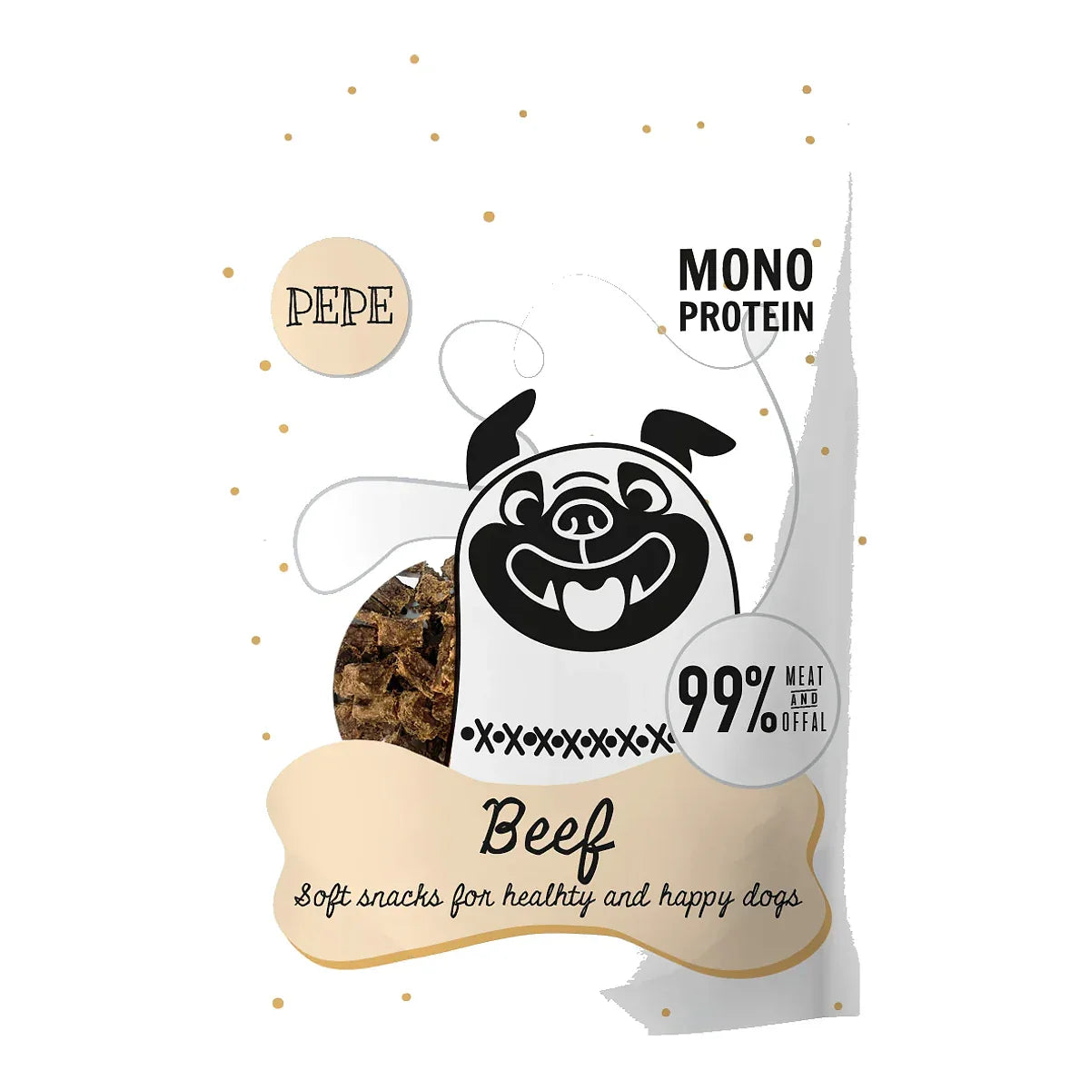 Przysmak PEPE Beef (wołowina) 70g – packshot produktu na białym tle
