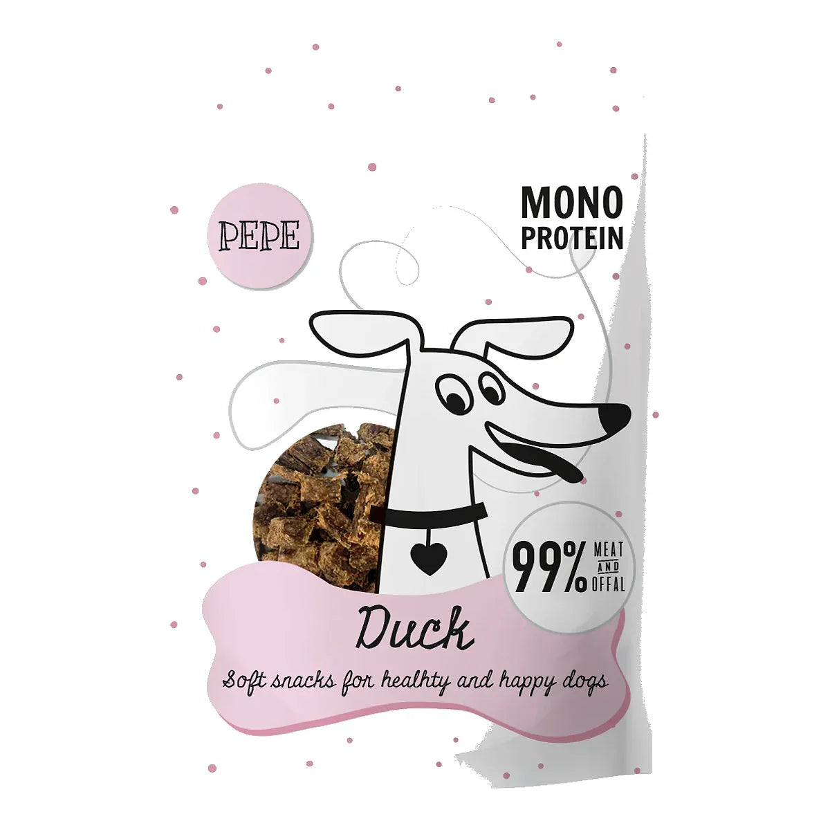 Przysmak PEPE Duck (kaczka) 70g – packshot produktu na białym tle