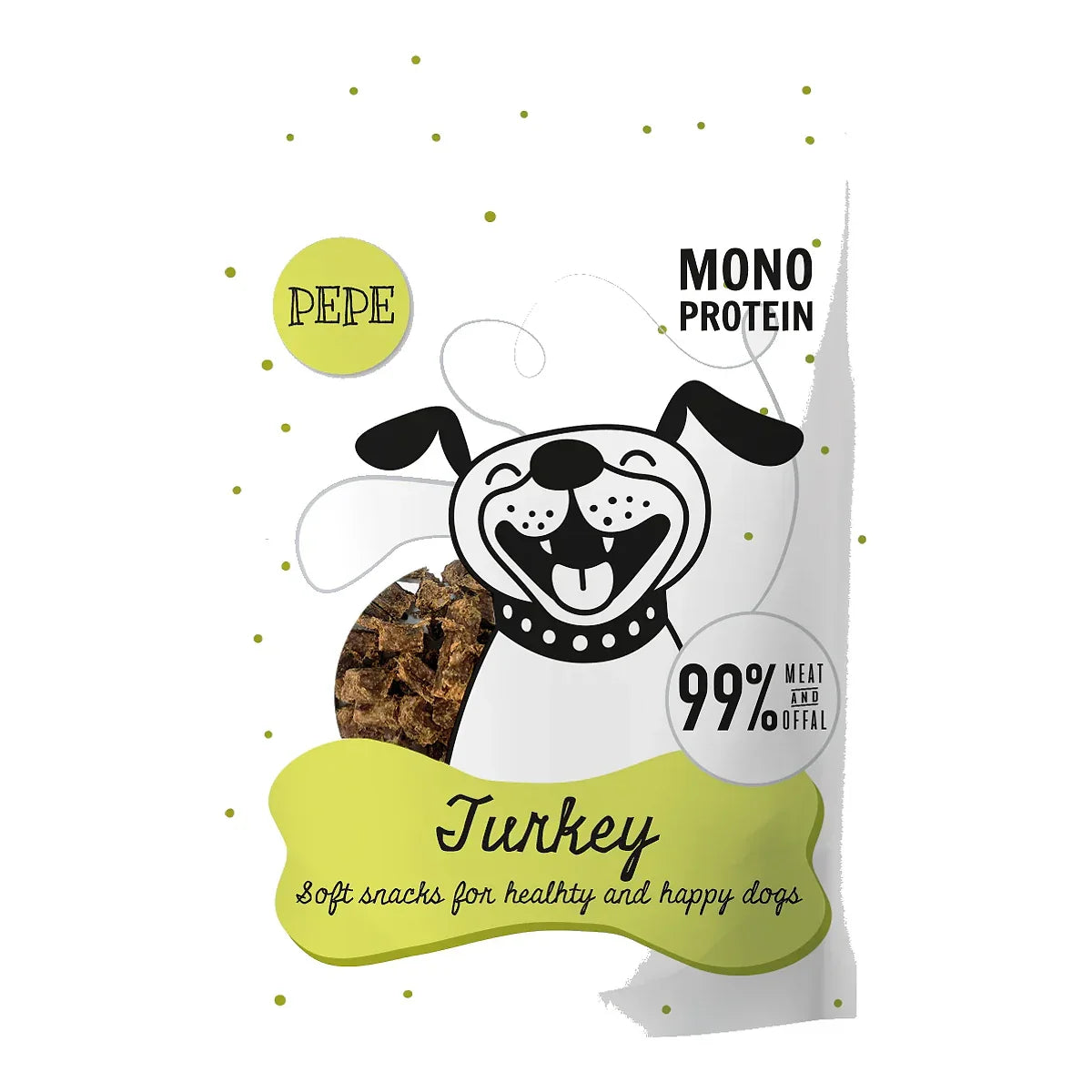 Przysmak PEPE Turkey (indyk) 70g – packshot produktu na białym tle