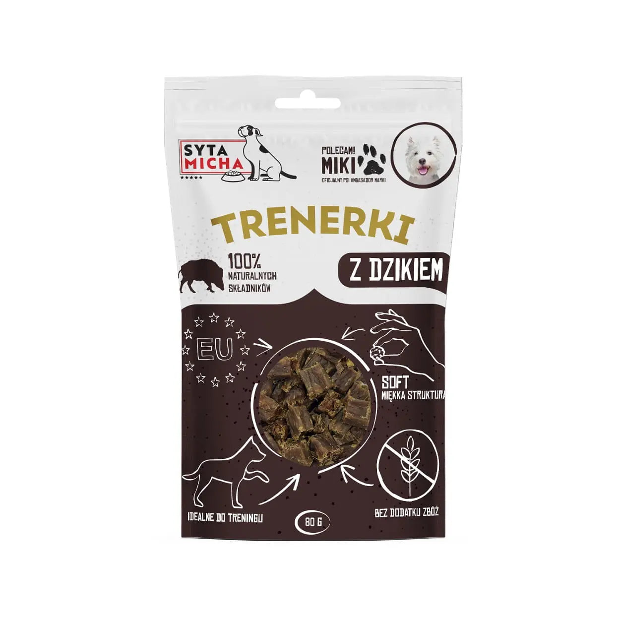 Trenerki z Dzikiem - miękkie przysmaki treningowe Syta Micha 80g Syta Micha