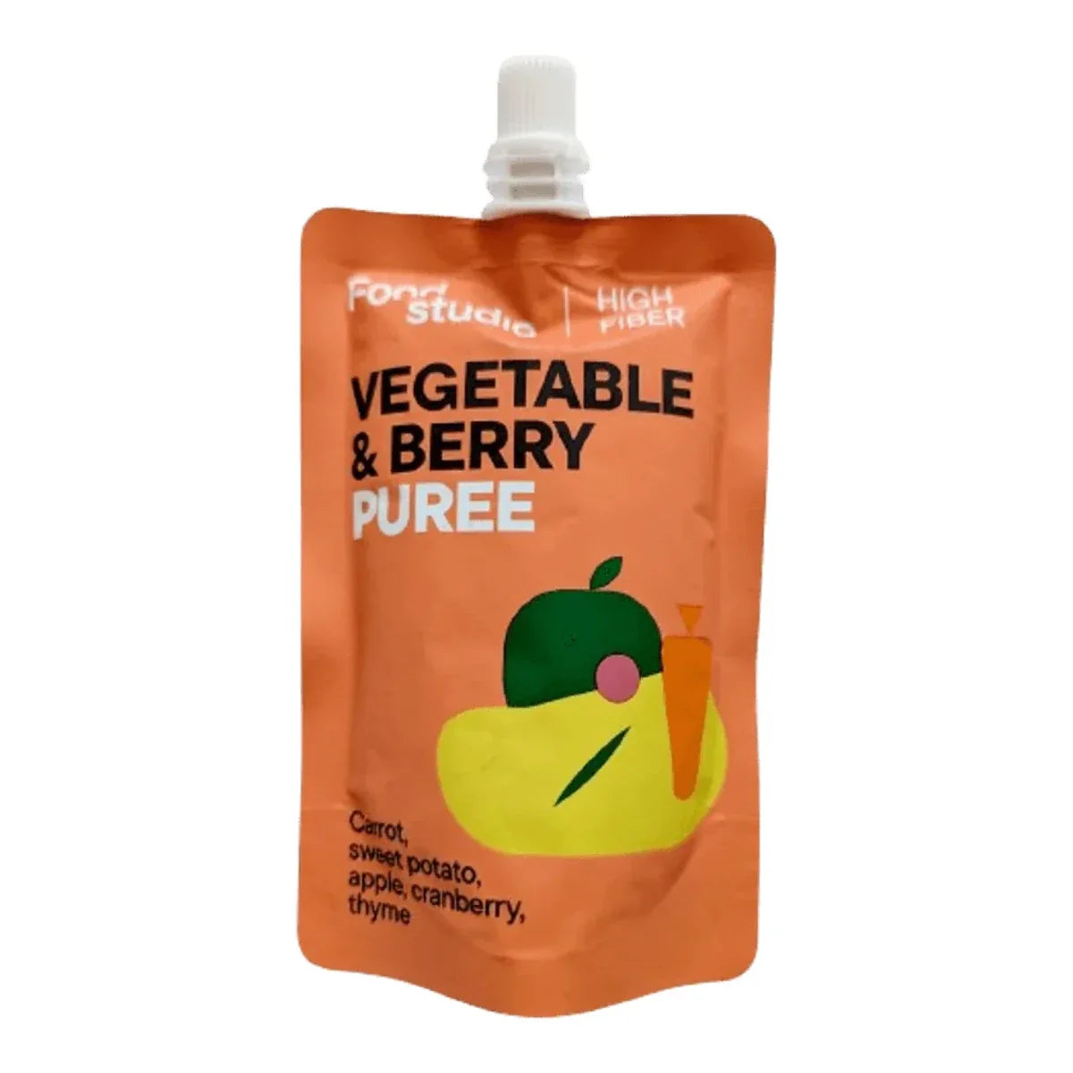 Food Studio Chefs PUREE dla psów WARZYWNO-OWOCOWE z marchewką, batatem, jabłkiem, żurawiną i tymiankiem 150ml – packshot produktu na białym tle