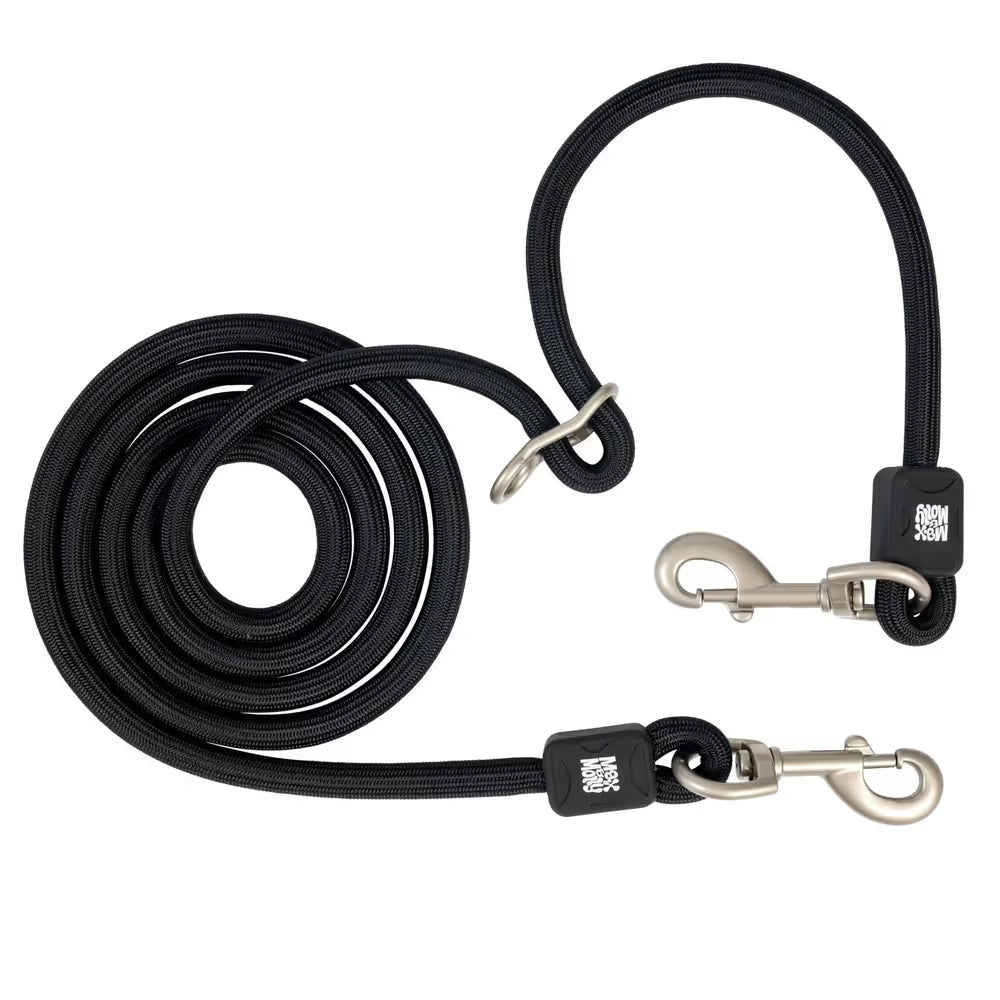 Max&Molly Rope Leash Matrix 2.0 200cm Black - przepinana smycz linowa dla psa, czarna Max&Molly