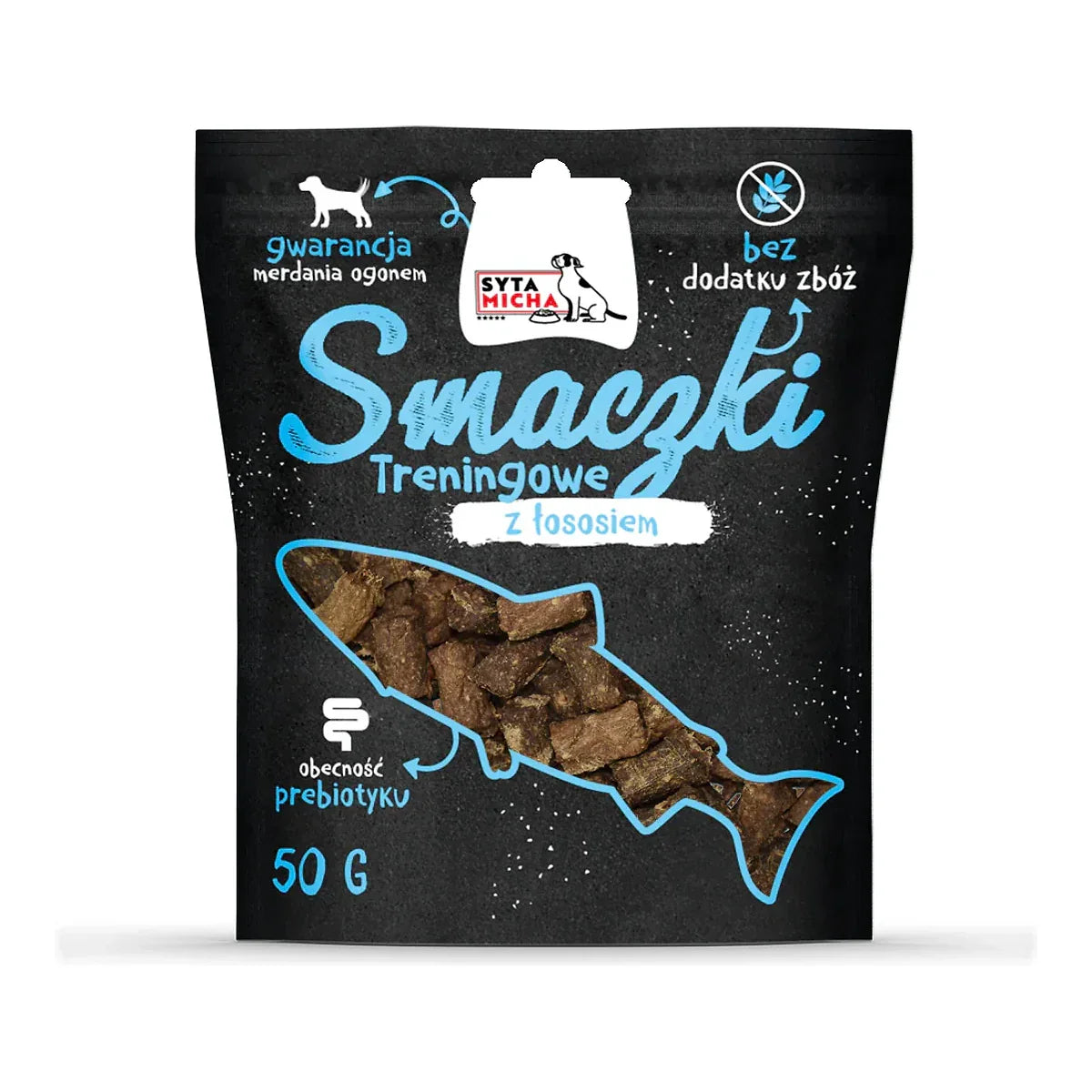 Smaczki treningowe z łososiem 50g – packshot produktu na białym tle