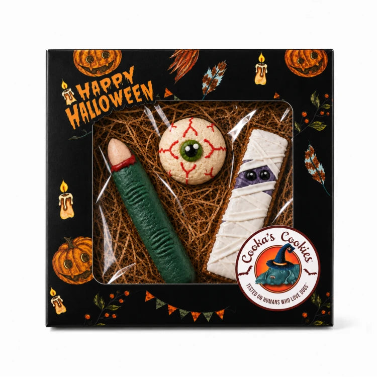 Cooka’s Cookies HALLOWEEN SPOOKY BOX zestaw halloweenowych ciastek dla psa 50g