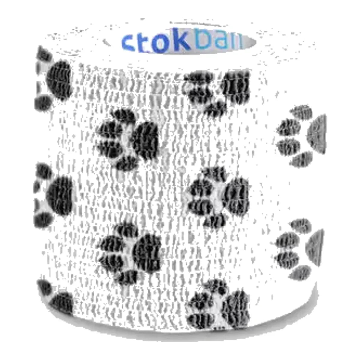 Stokban elastyczny bandaż samoprzylepny 5cm/4,5m - Biały w łapki – packshot produktu na białym tle