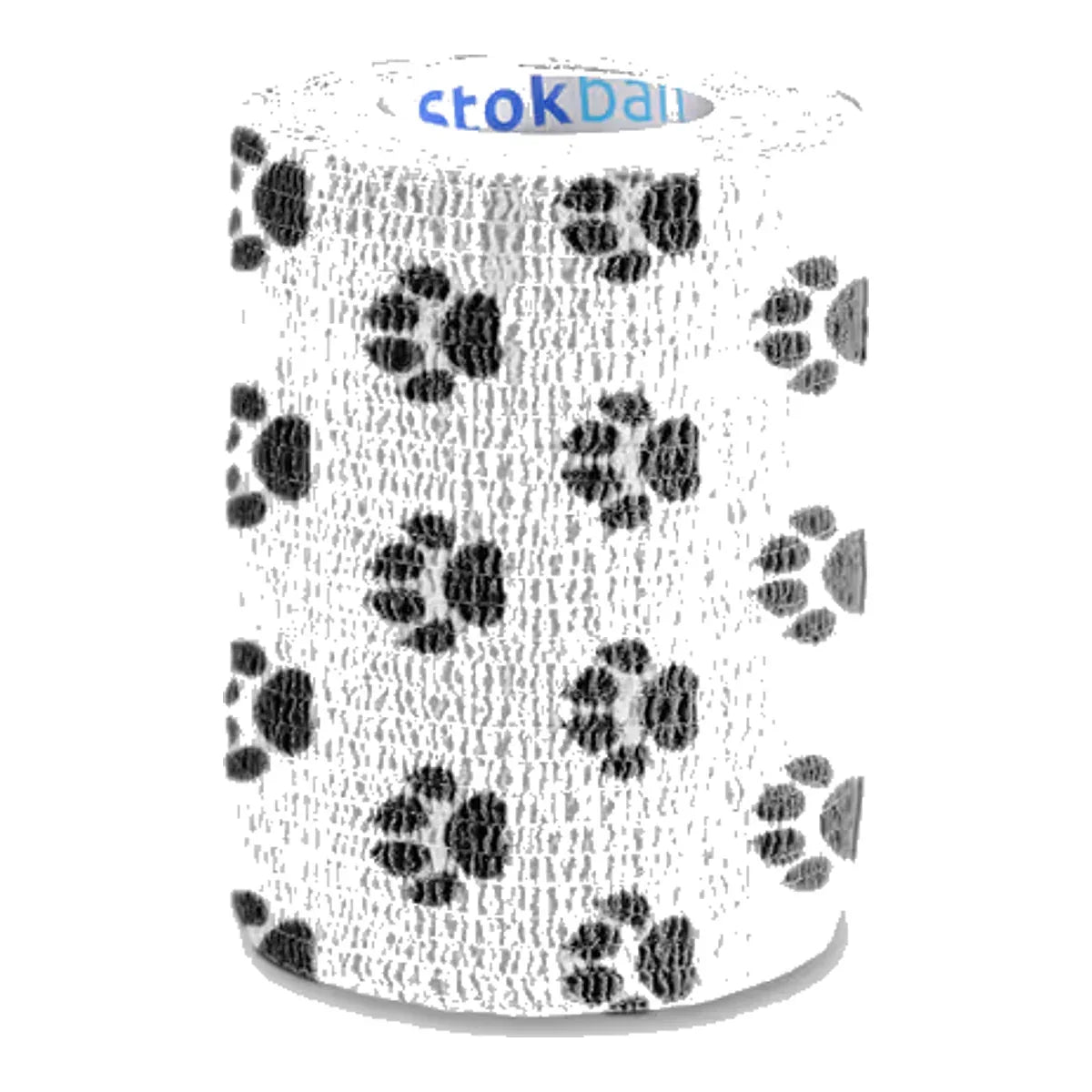 Stokban elastyczny bandaż samoprzylepny 7,5cm/4,5m - Biały w łapki – packshot produktu na białym tle