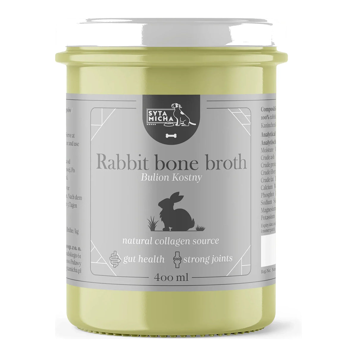 Syta Micha Bulion z kości królika dla psa 400ml – packshot produktu na białym tle