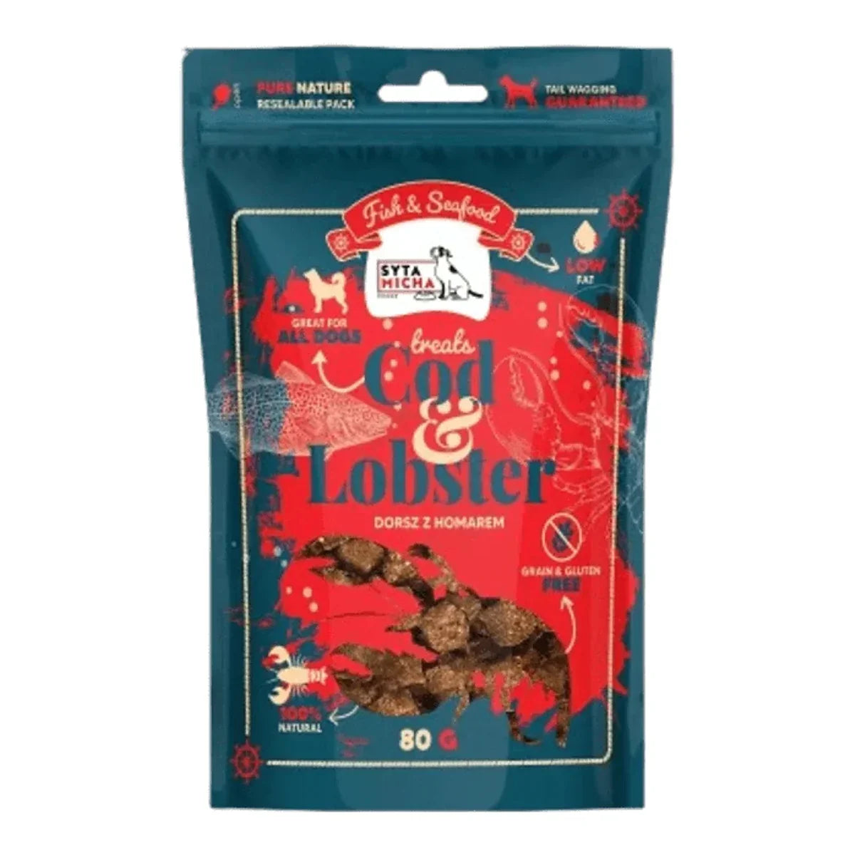 Syta Micha Fish & Seafood Przysmaki z homarem dla psa 80g – packshot produktu na białym tle