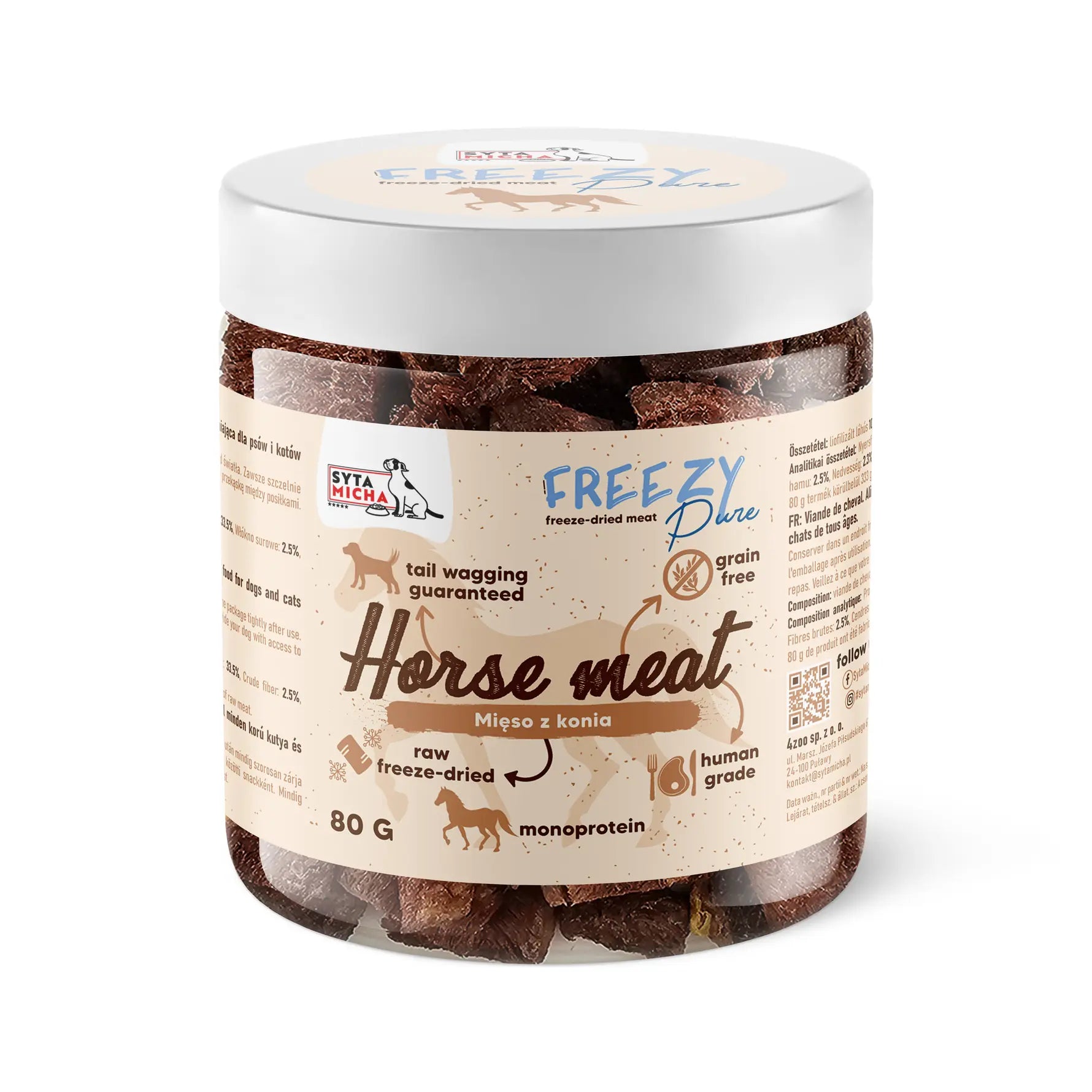 Syta Micha FREEZY Pure – 100% liofilizowane mięso z konia dla psa 80 g