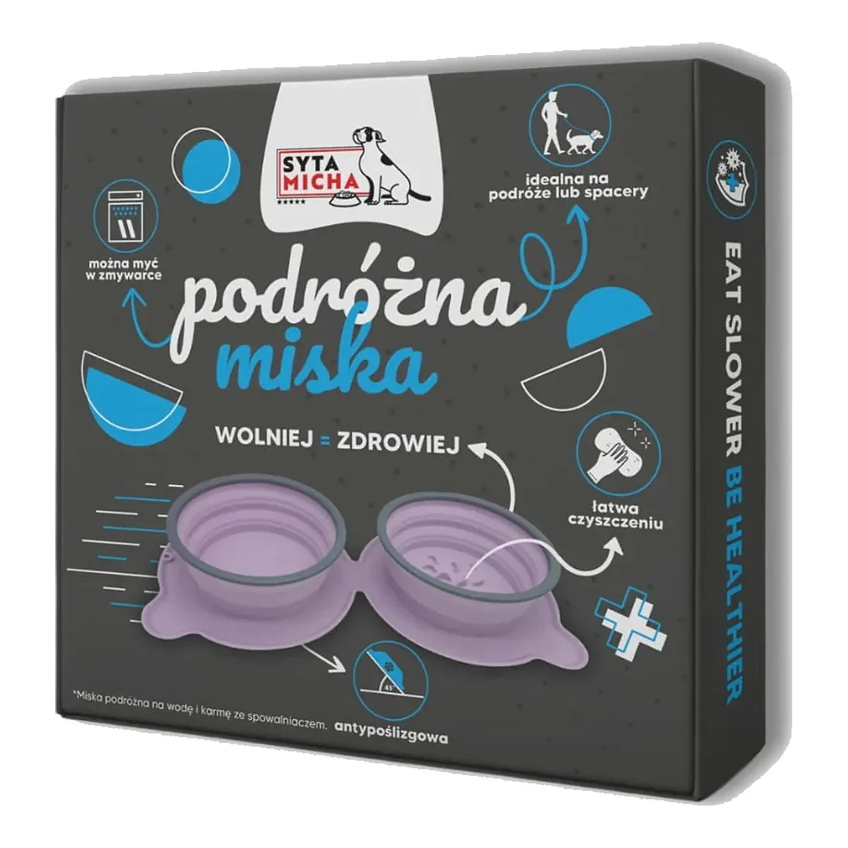 Syta Micha - Miska składana 500ml - bordowa – packshot produktu na białym tle