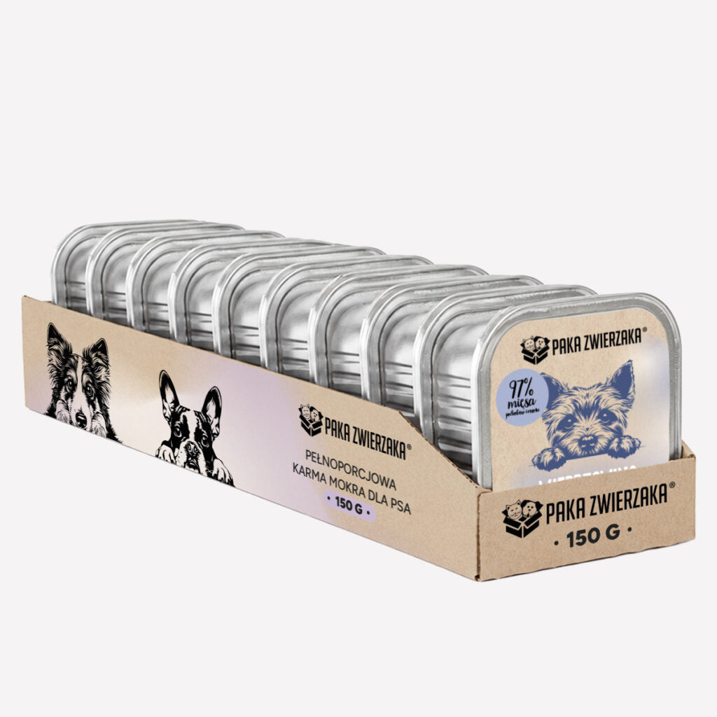 Karma mokra dla psa PAKA ZWIERZAKA Wieprzowina z borówką 150g (tacka)