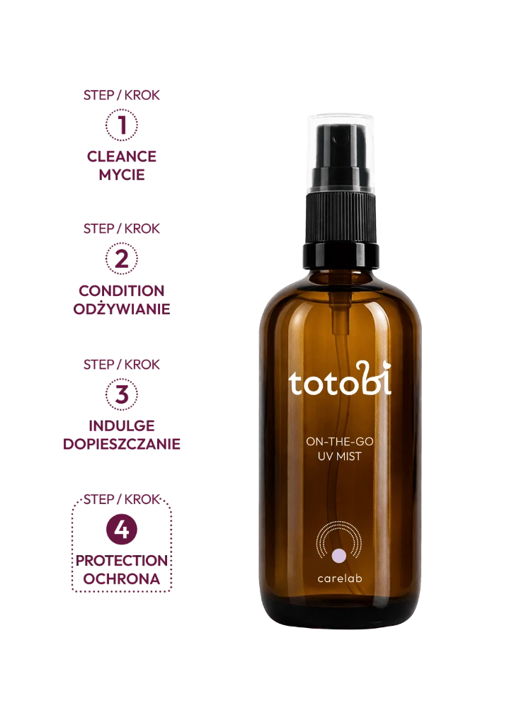 Totobi carelab On-The-Go UV Mist - Ochronno – spacerowa mgiełka z filtrami UV i nutą trawy cytrynowej, dla psa