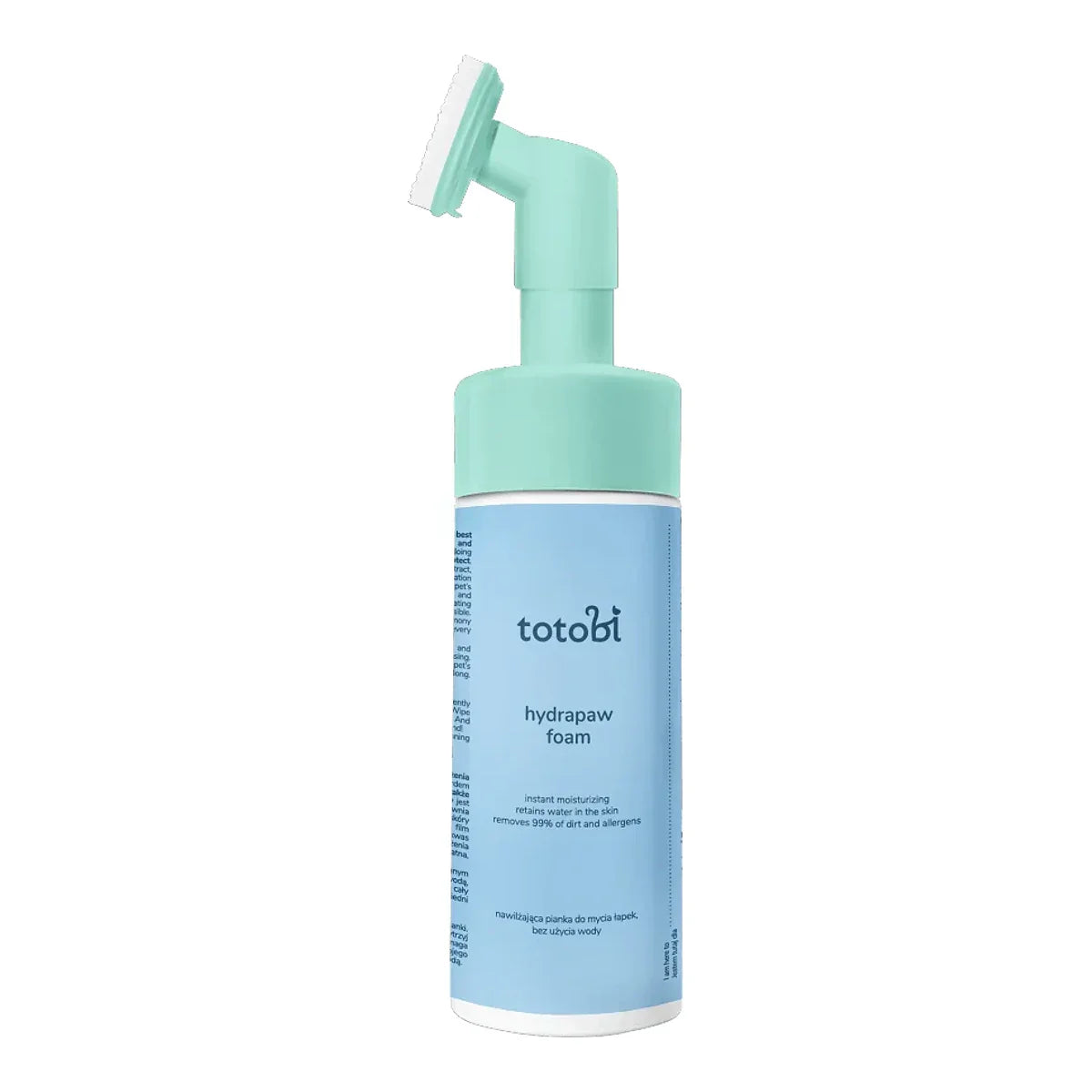 Totobi Hydrapaw Foam - Nawilżająca pianka do mycia łapek, bez użycia wody z silikonową szczoteczką dla psa i kota, 200 ml – packshot produktu na białym tle
