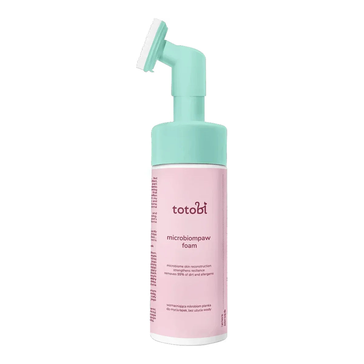 Totobi Microbiompaw Foam - wzmacniająca mikrobiom pianka do mycia łapek, bez użycia wody z silikonową szczoteczką dla psa i kota, 200 ml – packshot produktu na białym tle
