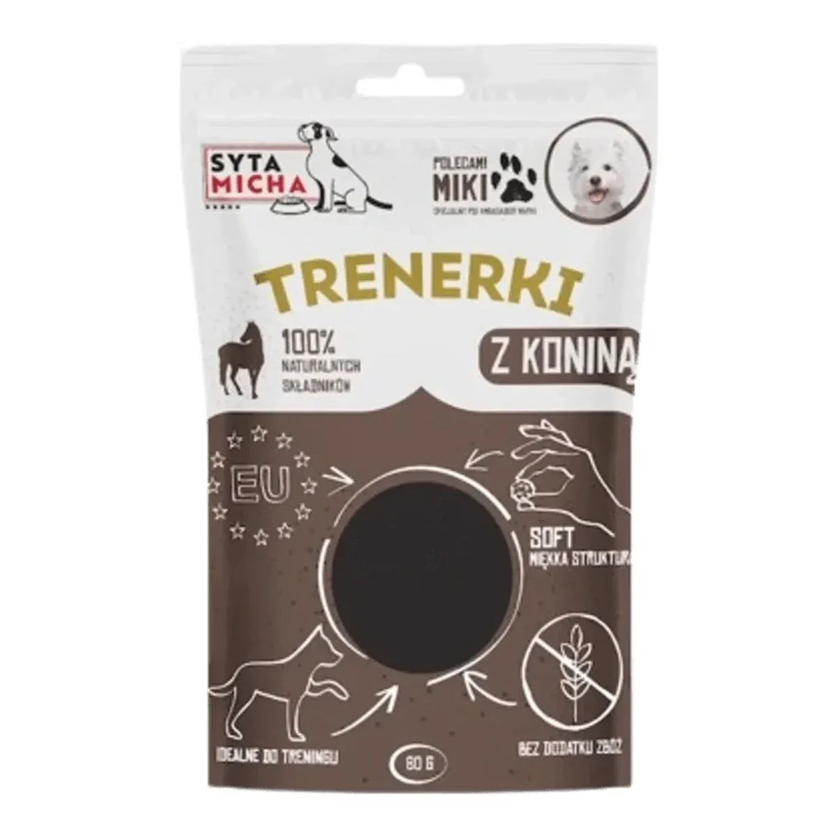 Trenerki z koniną 80g – packshot produktu na białym tle