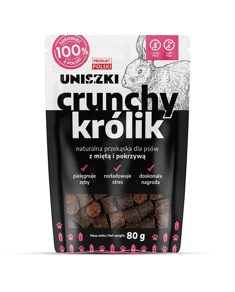 Crunchy królik – Mięta Pokrzywa (80g) Uniszki