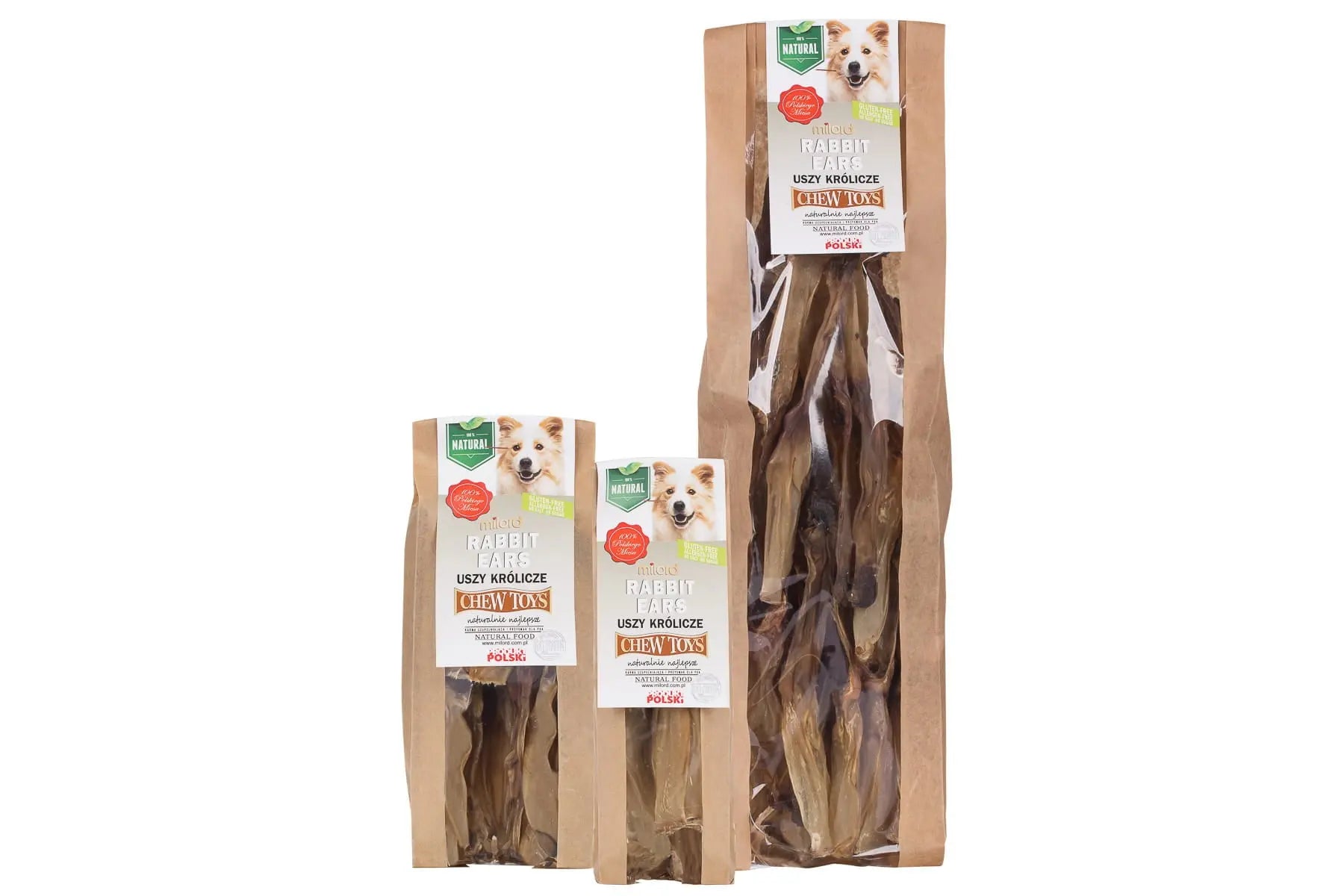 Uszy królicze bez futra - suszone gryzaki dla psa - 80g Milord