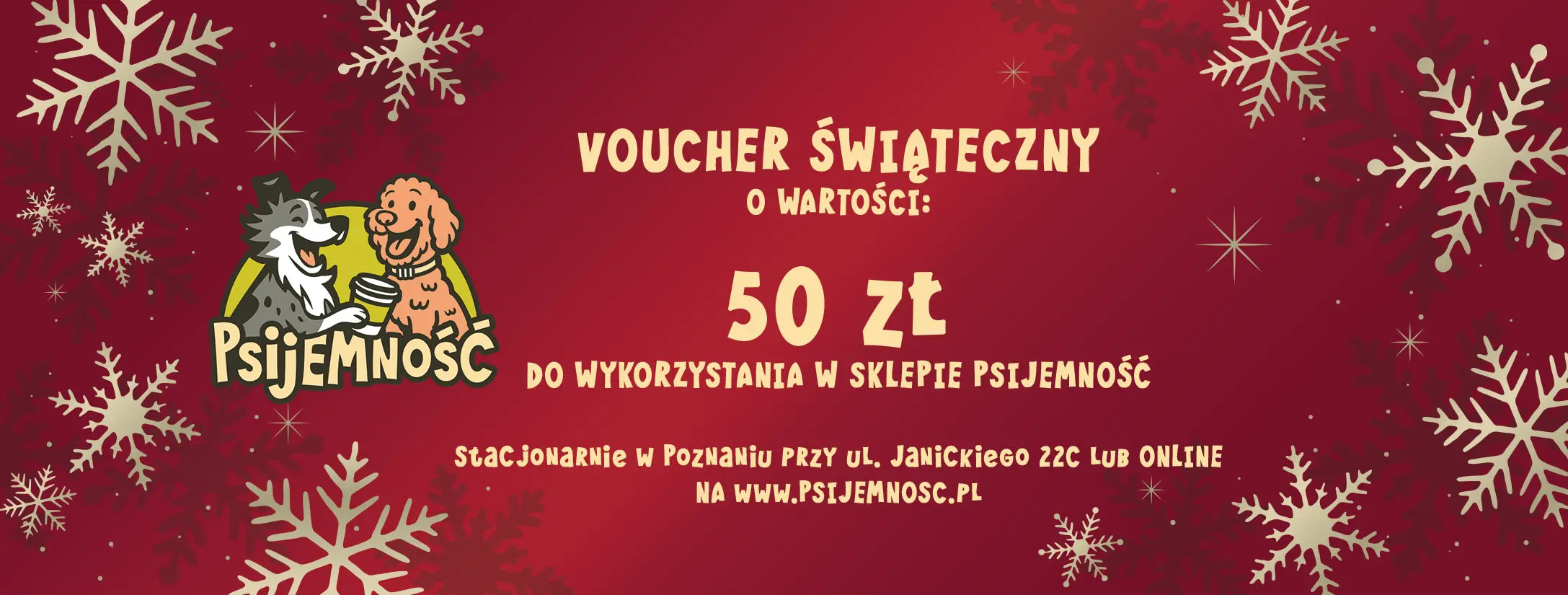 Świąteczna Karta Podarunkowa Voucher Psijemność - 50 zł Psijemność