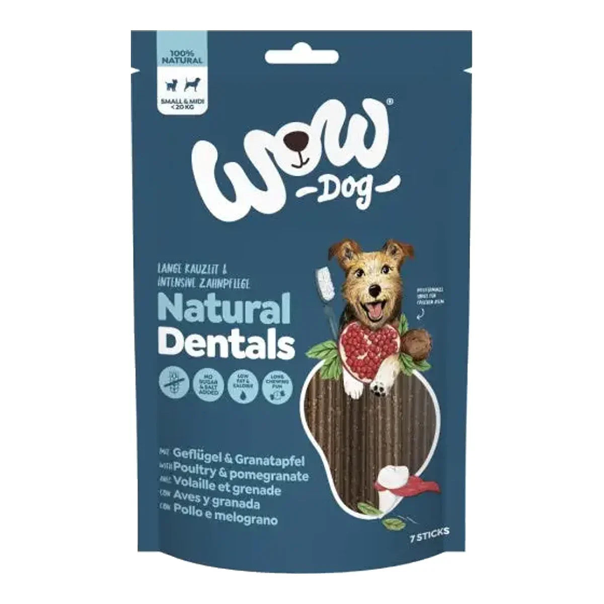 WOW DOG Natural Dentals Midi - gryzaki dentystyczne dla psa (195g) – packshot produktu na białym tle