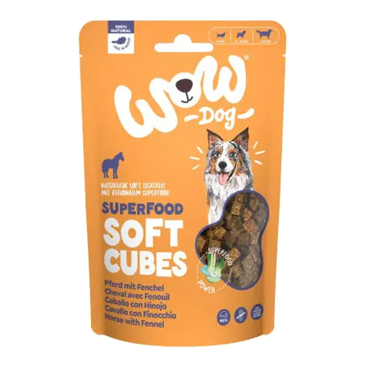 WOW Superfood Soft Cubes Pferd - NEW (150g) – packshot produktu na białym tle