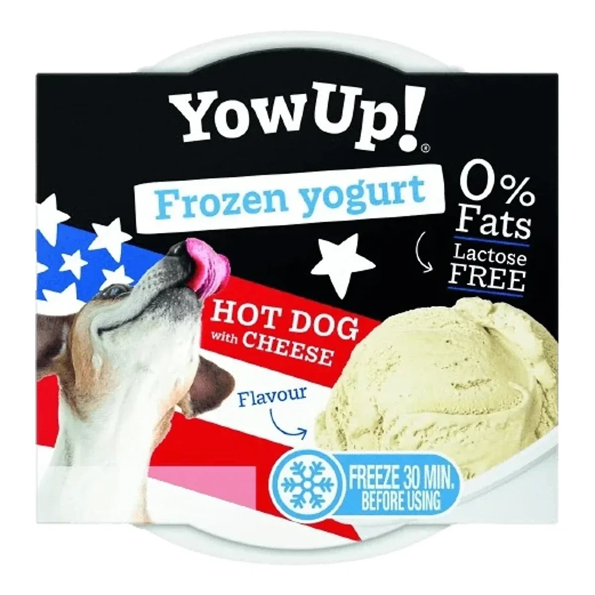YOW UP! – Hot Dog with Cheese Frozen Yogurt 110g – Jogurt do mrożenia o aromacie hot doga z serem – packshot produktu na białym tle